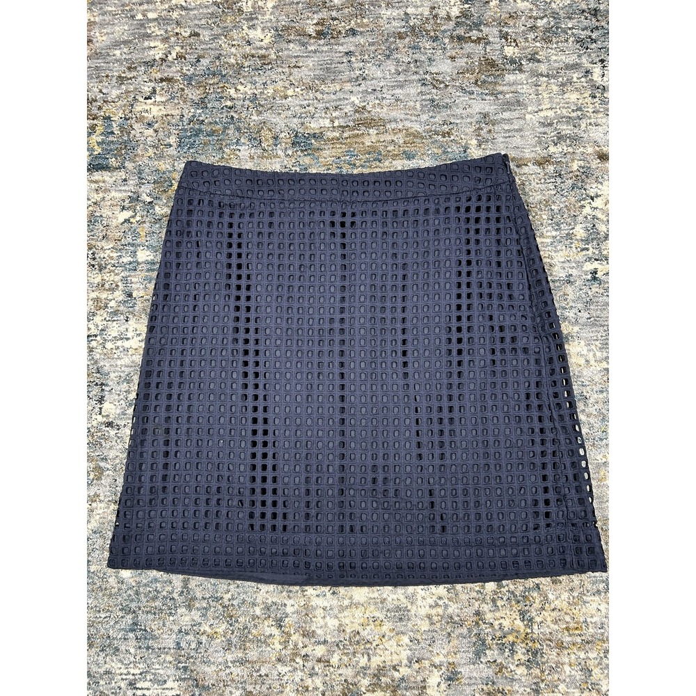 Brooks Brothers Red Fleece Navy Eyelet A-Line Skirt Size 10
